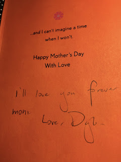 Orange Mother's Day Card reading "I'll Love You Forever Mom" Love Dylan